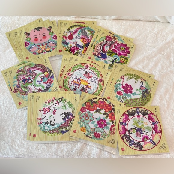 Paper Cuts China Other - Chinese Paper Cuts Traditional Folk Art Decor, 18 Vibrant Pieces- sizes 8”-9”